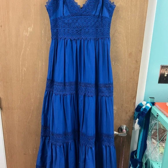 ANTONIO MELANI Mikaela Royal Blue Lace-tiered maxi dress - Picture 4 of 6